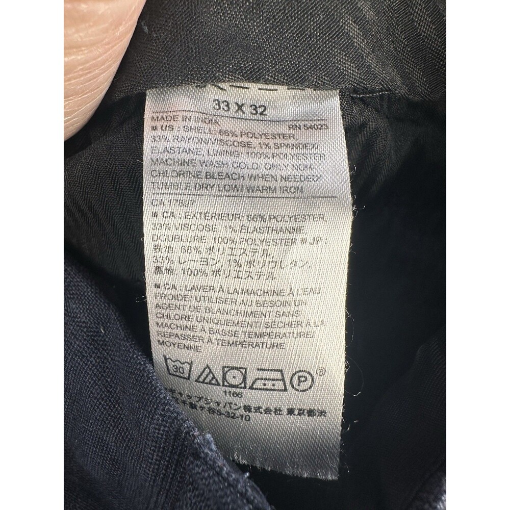 Banana Republic Pants Flat Front Glen Check Slim Fit Grey Blue Chino 33 X 32” - Picture 7 of 7